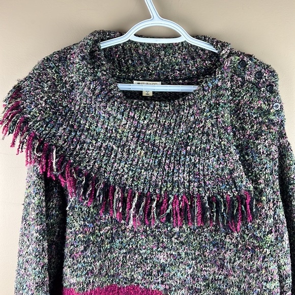 Vintage Spanner Multicolour Slub Knit Sweater with Fringe Neck - Picture 5 of 12